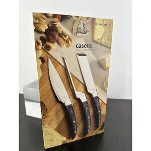Legnoart  "Caseus"  Cheese Enthusiast Set Of 3 Knives Wood Handle Italy (B-10)